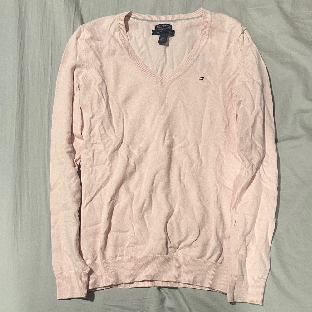 Tommy Hilfiger Light Pink V-Neck Sweater